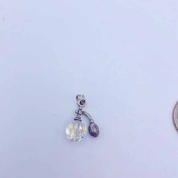 925 Sterling Silver and Faceted Crystal Perfume Bottle Charm or Pendant - Picture 4 of 4